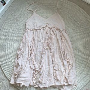 Light tan ruffles tank dress